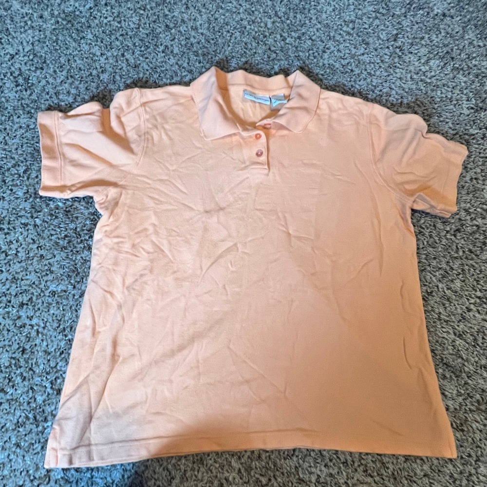 Croft & Barrow Womens Peach Orange‎ 100% Cotton Short Sleeve Polo Shirt Large